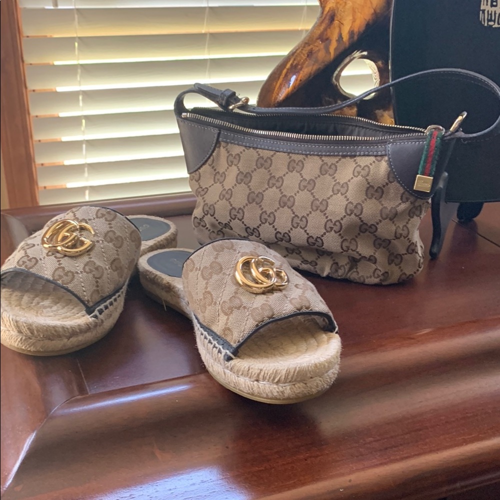 Gucci GG Cosmetic Bag and Sandals Set COMBO 7.5 sandal